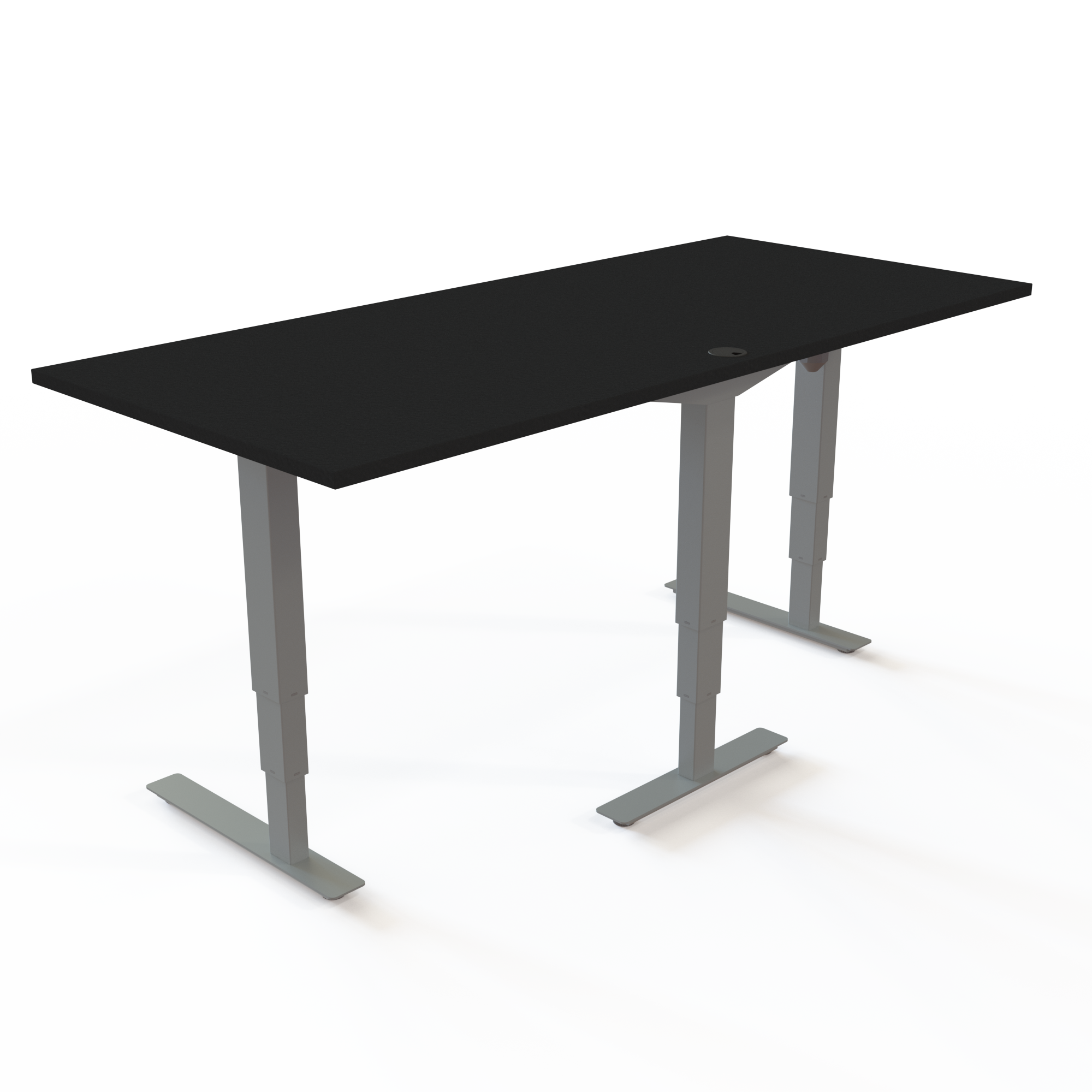 Hæve-/sænkebord | 180x80 cm | Sort  med sølv stel