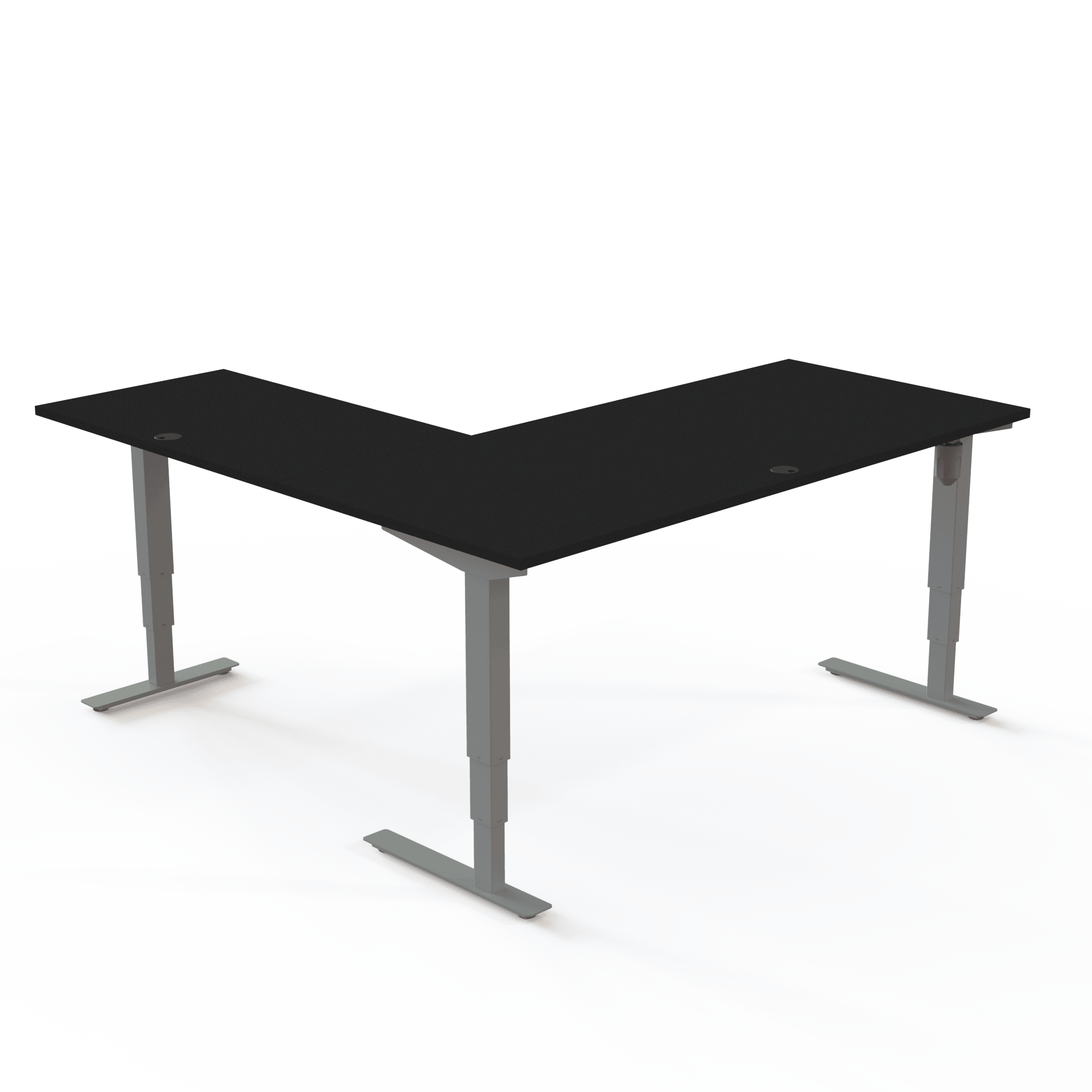 Hæve-/sænkebord | 180x180 cm | Sort  med sølv stel