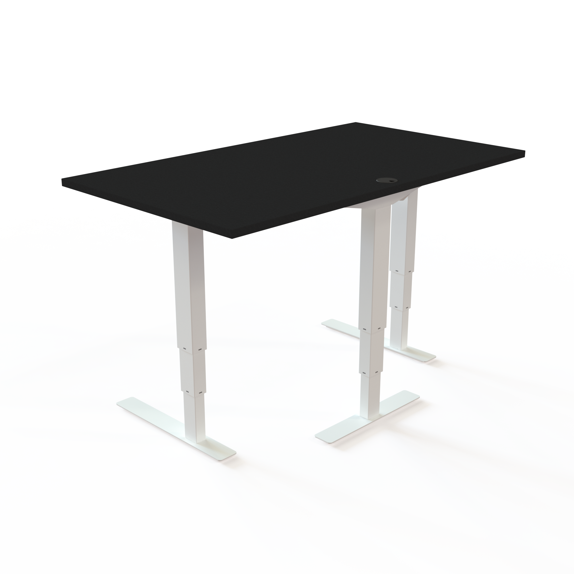 Hæve-/sænkebord | 140x80 cm | Sort  med hvidt stel