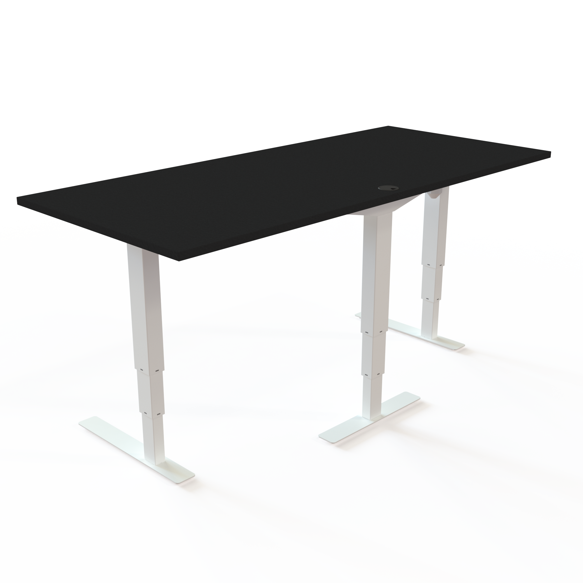 Hæve-/sænkebord | 180x80 cm | Sort  med hvidt stel