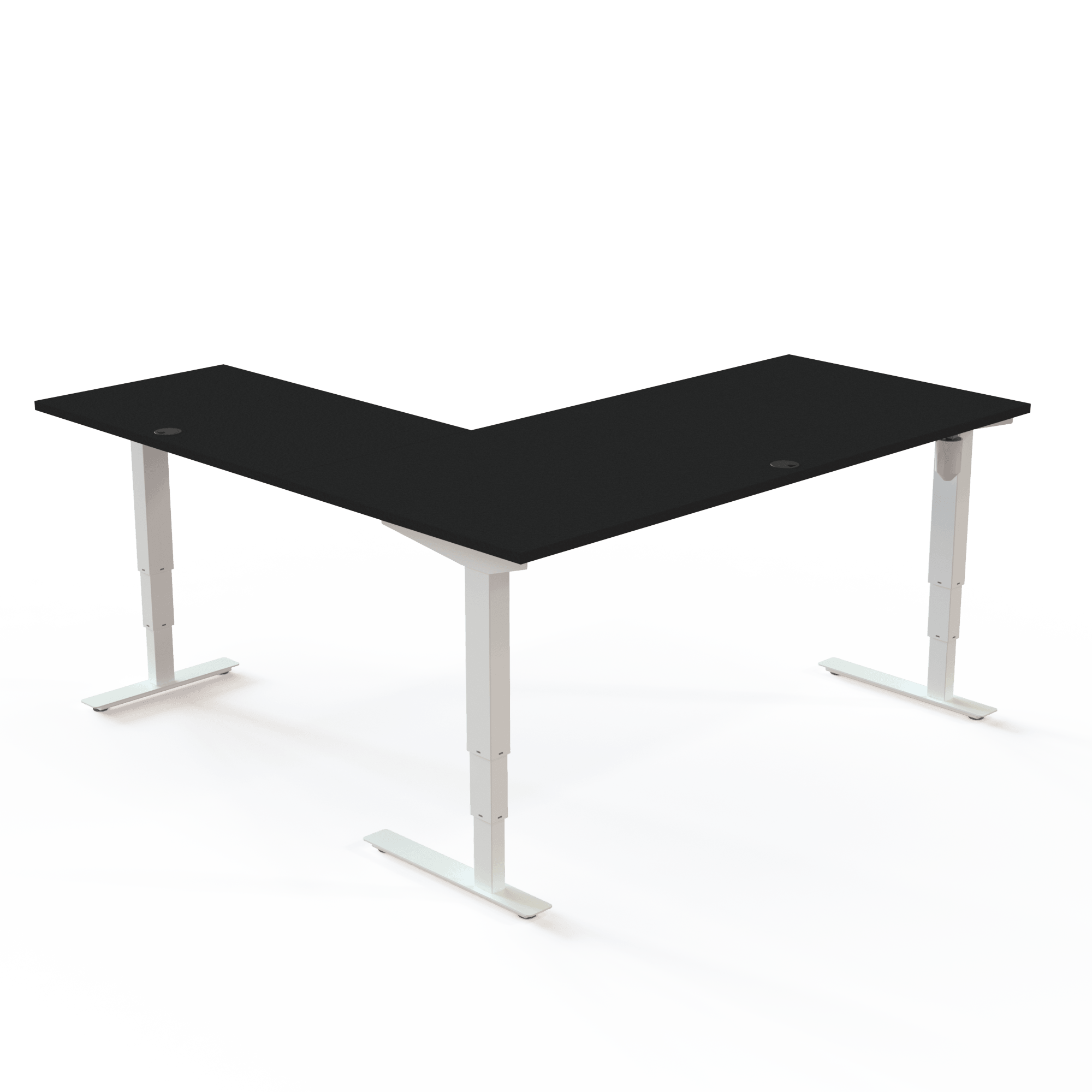 Hæve-/sænkebord | 180x180 cm | Sort  med hvidt stel