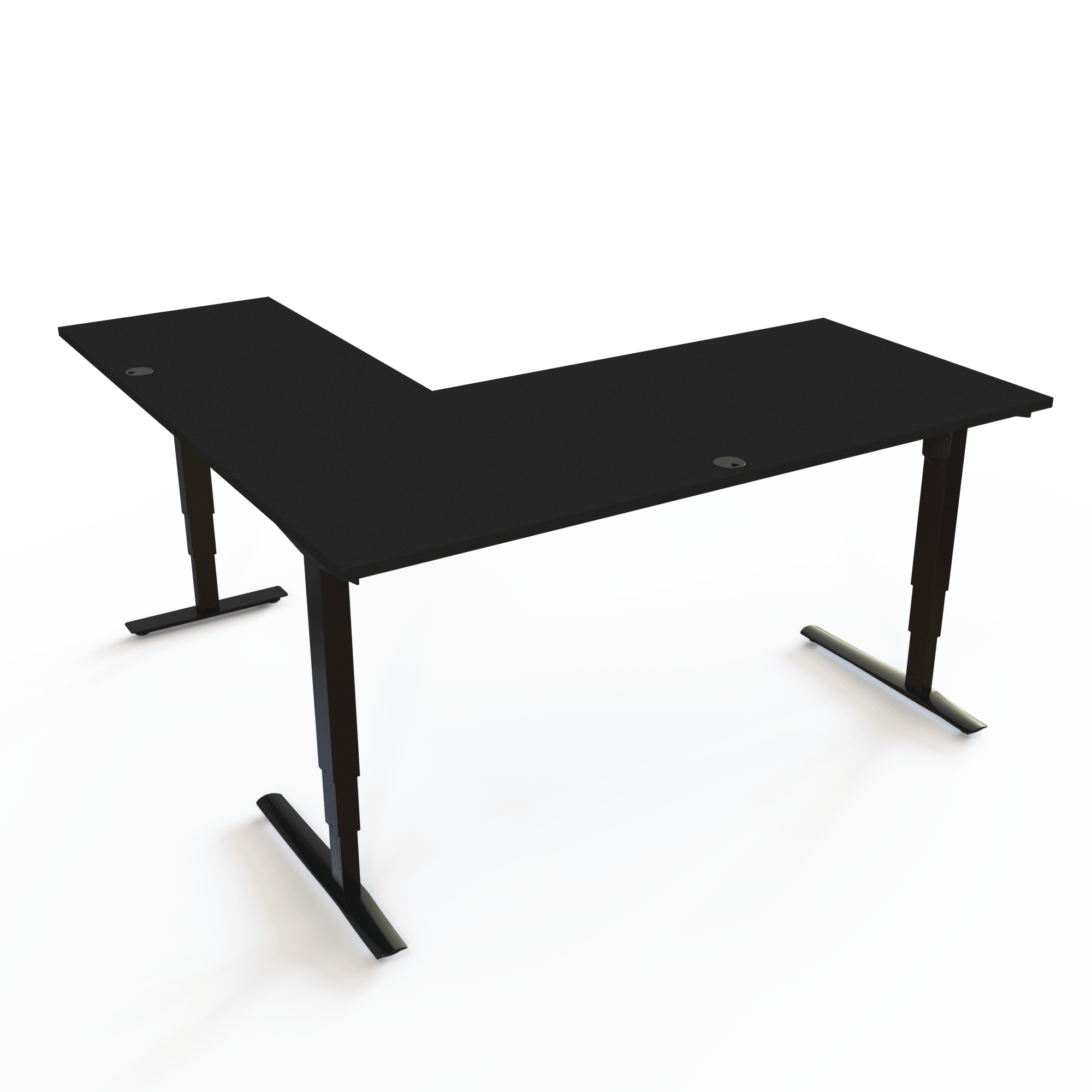 Hæve-/sænkebord | 180x180 cm | Sort  med sort stel