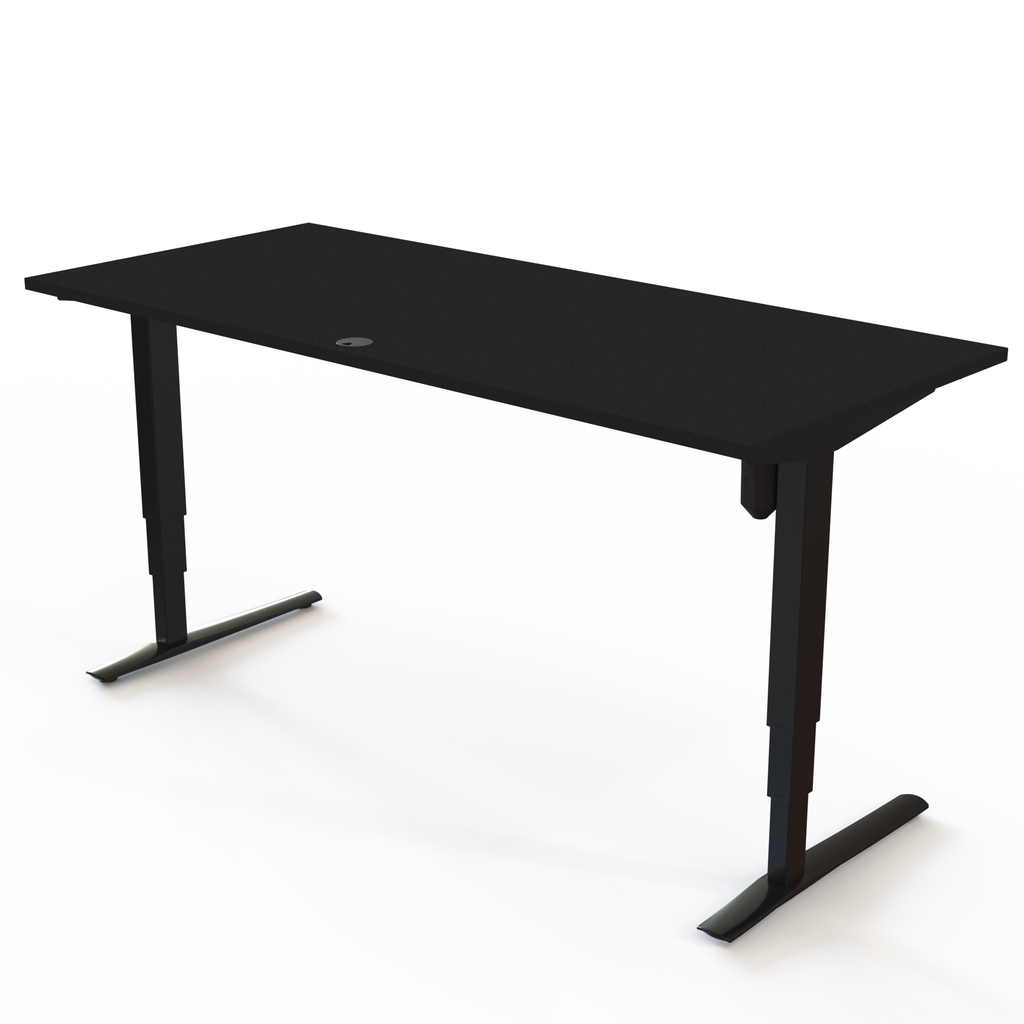 Hæve-/sænkebord | 180x80 cm | Sort  med sort stel