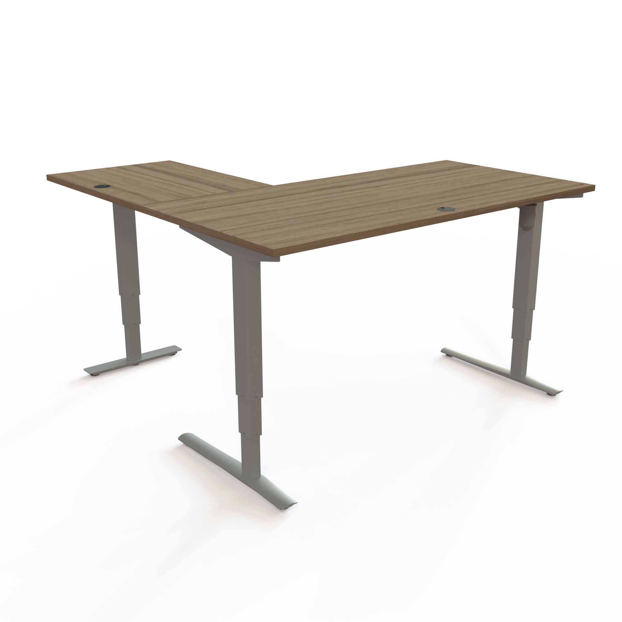 Hæve-/sænkebord | 160x160 cm | Valnød med sølv stel