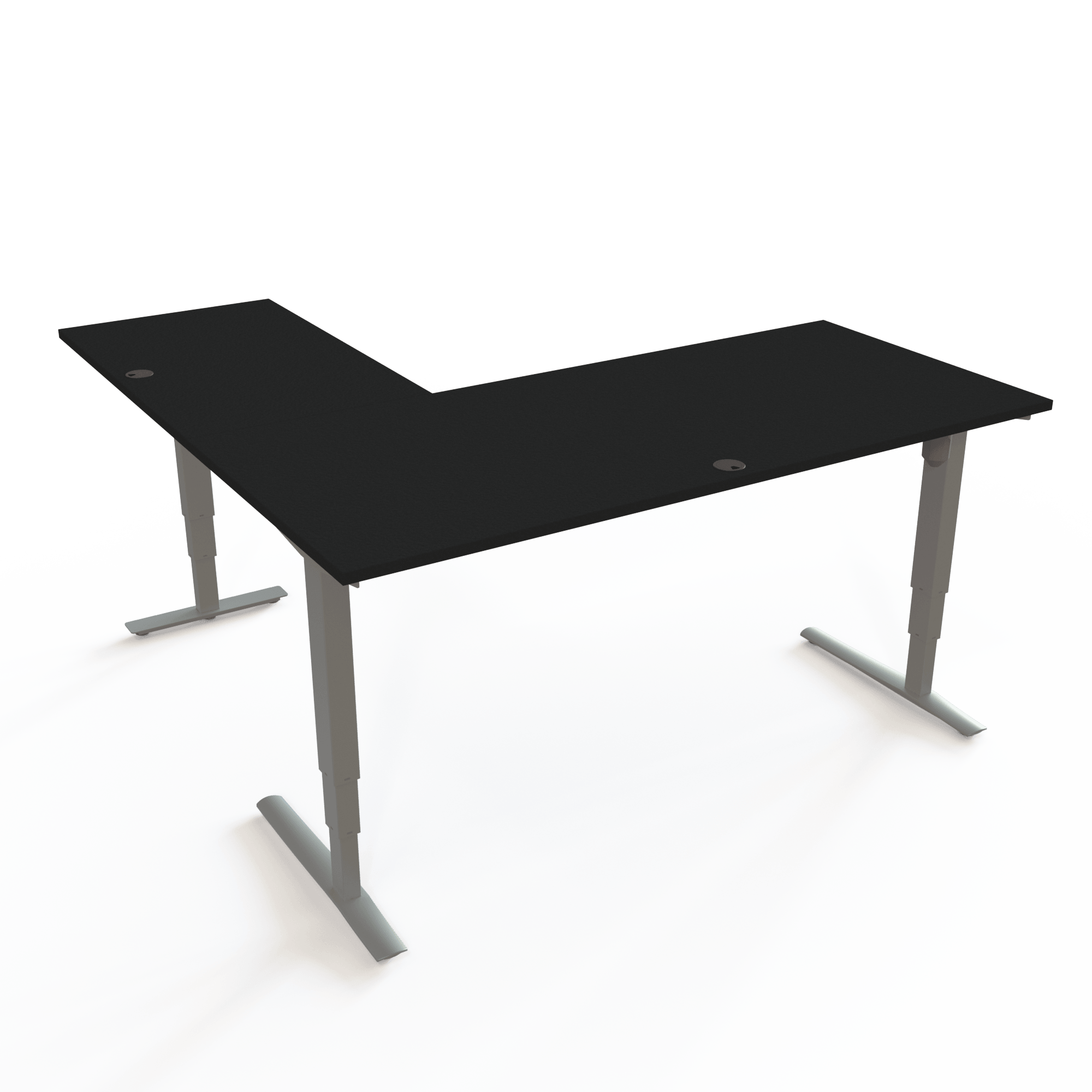 Hæve-/sænkebord | 180x180 cm | Sort  med sølv stel