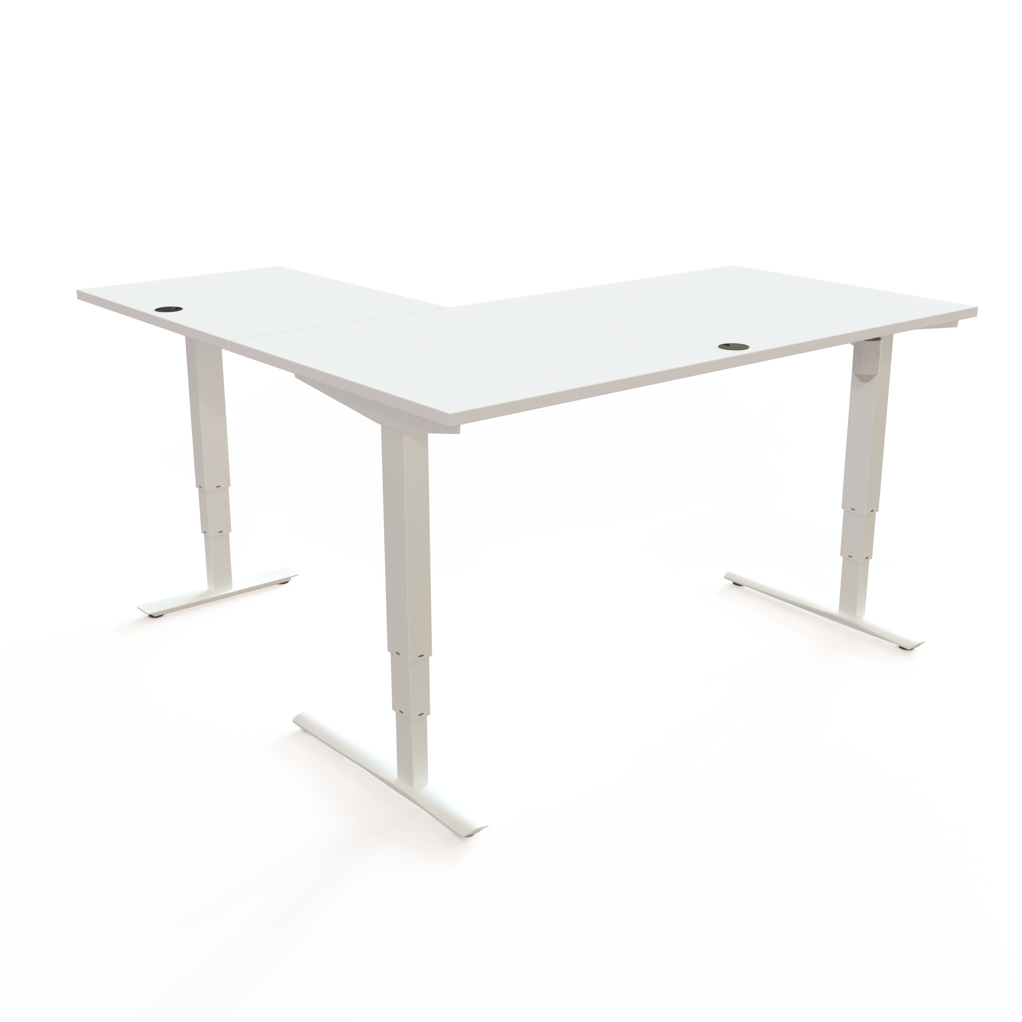 Hæve-/sænkebord | 160x160 cm | Hvid med hvidt stel