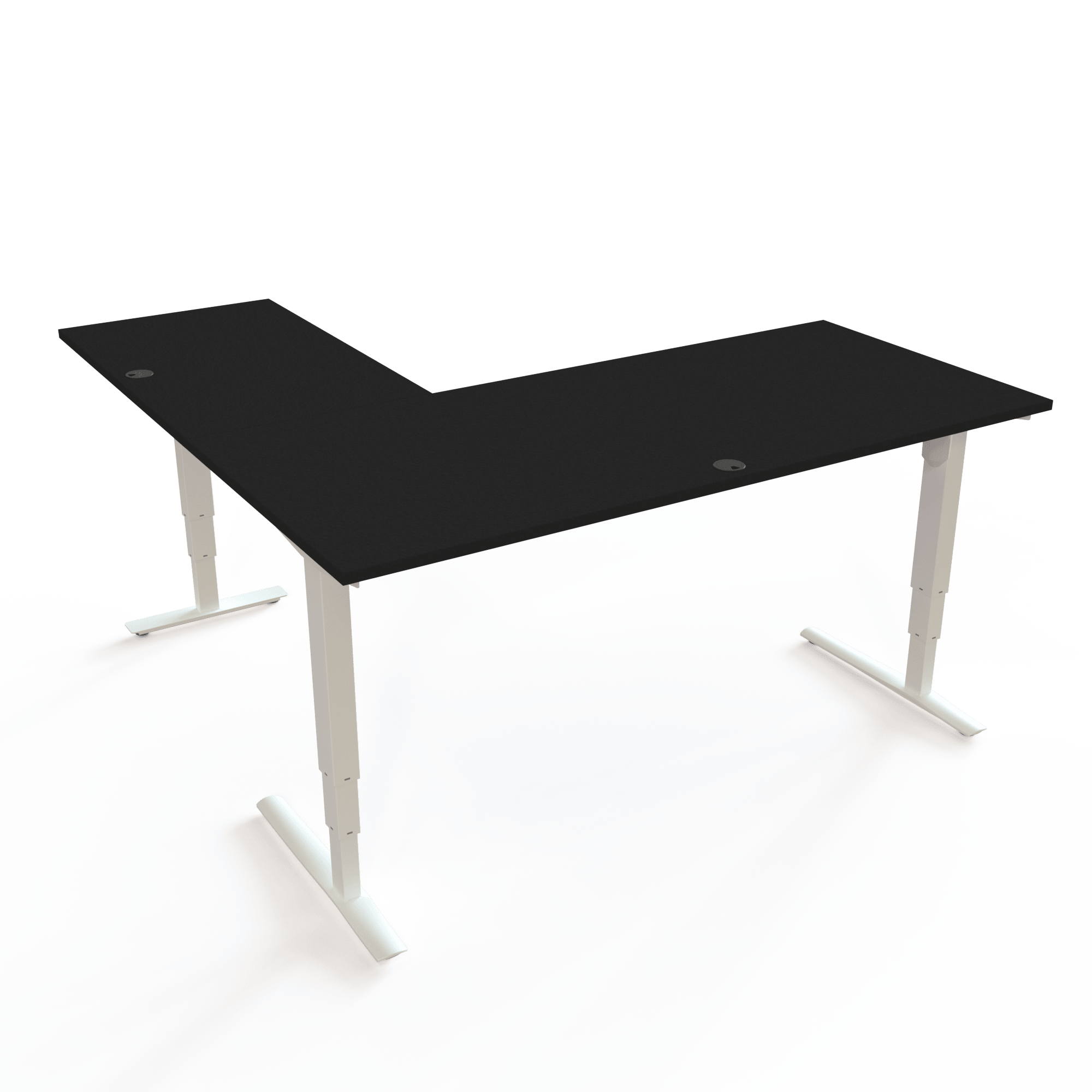 Hæve-/sænkebord | 180x180 cm | Sort  med hvidt stel