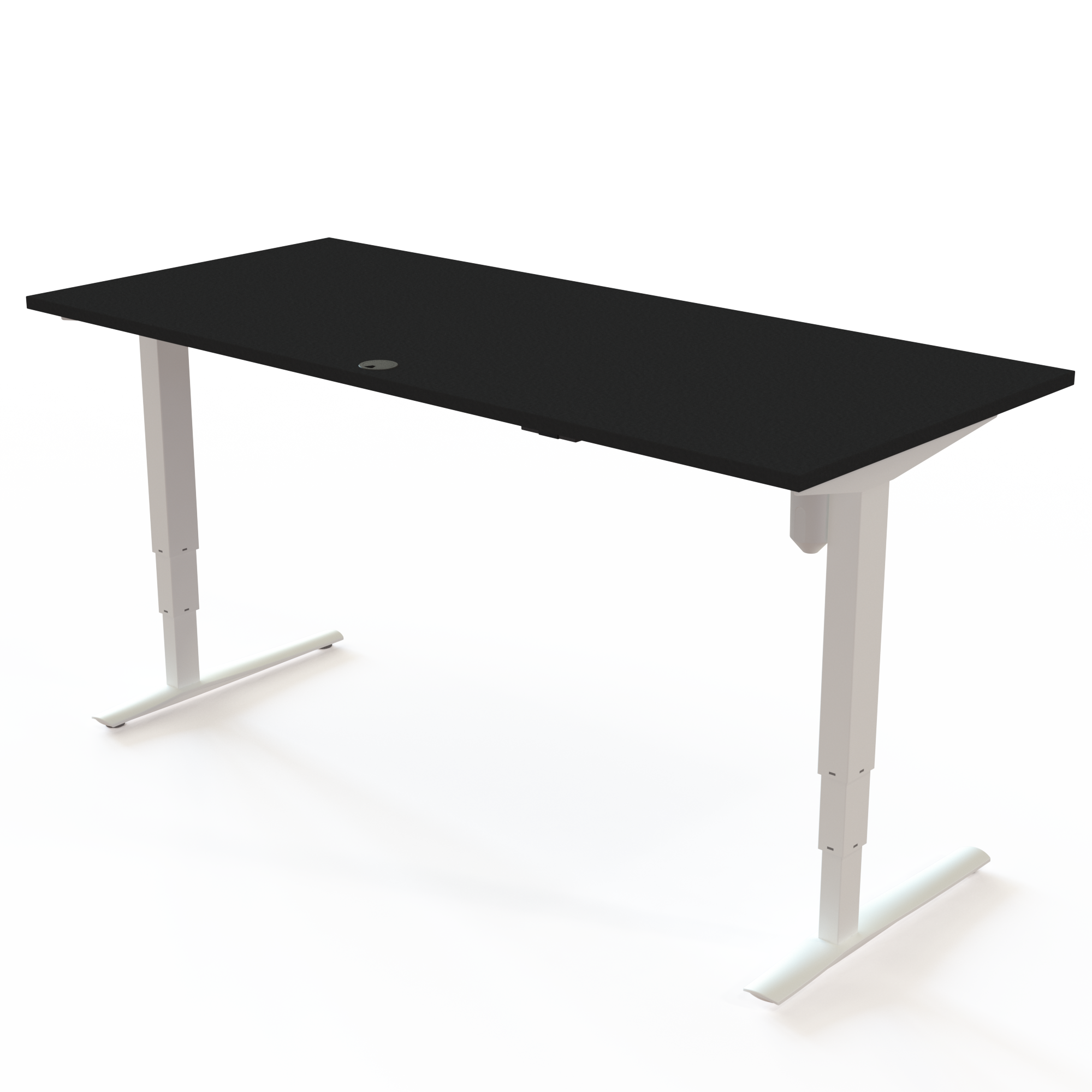Hæve-/sænkebord | 180x80 cm | Sort  med hvidt stel