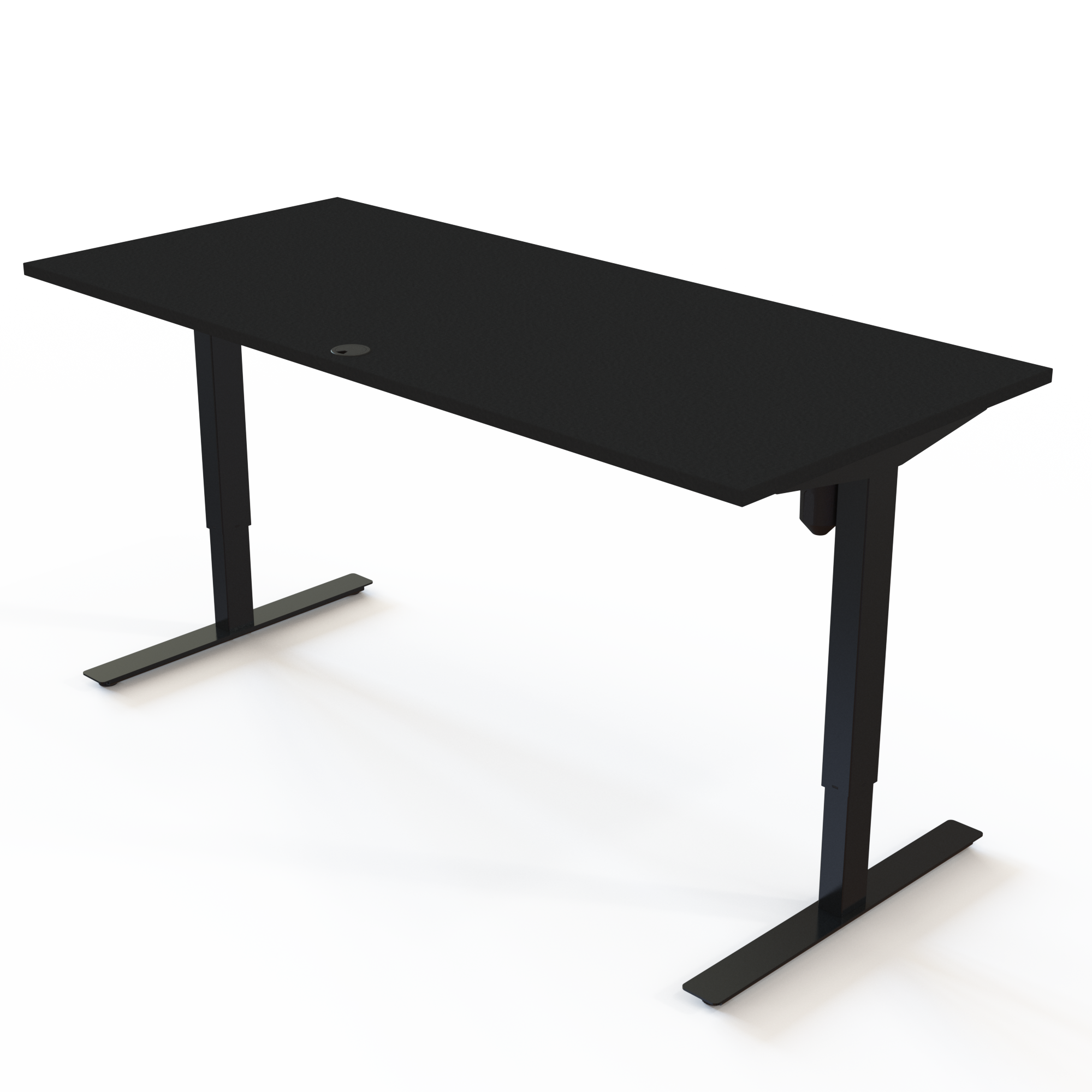 Hæve-/sænkebord | 180x80 cm | Sort  med sort stel