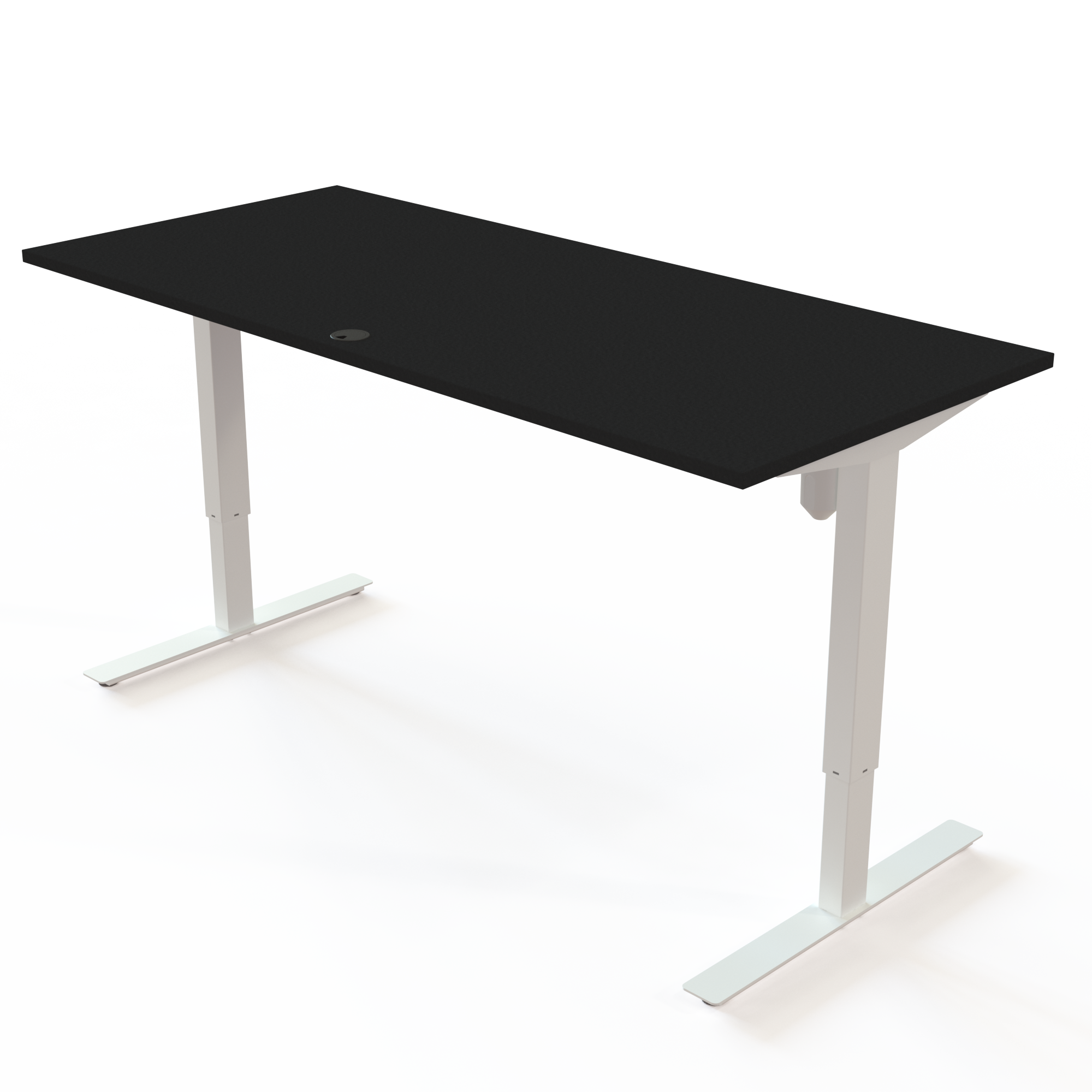 Hæve-/sænkebord | 180x80 cm | Sort  med hvidt stel