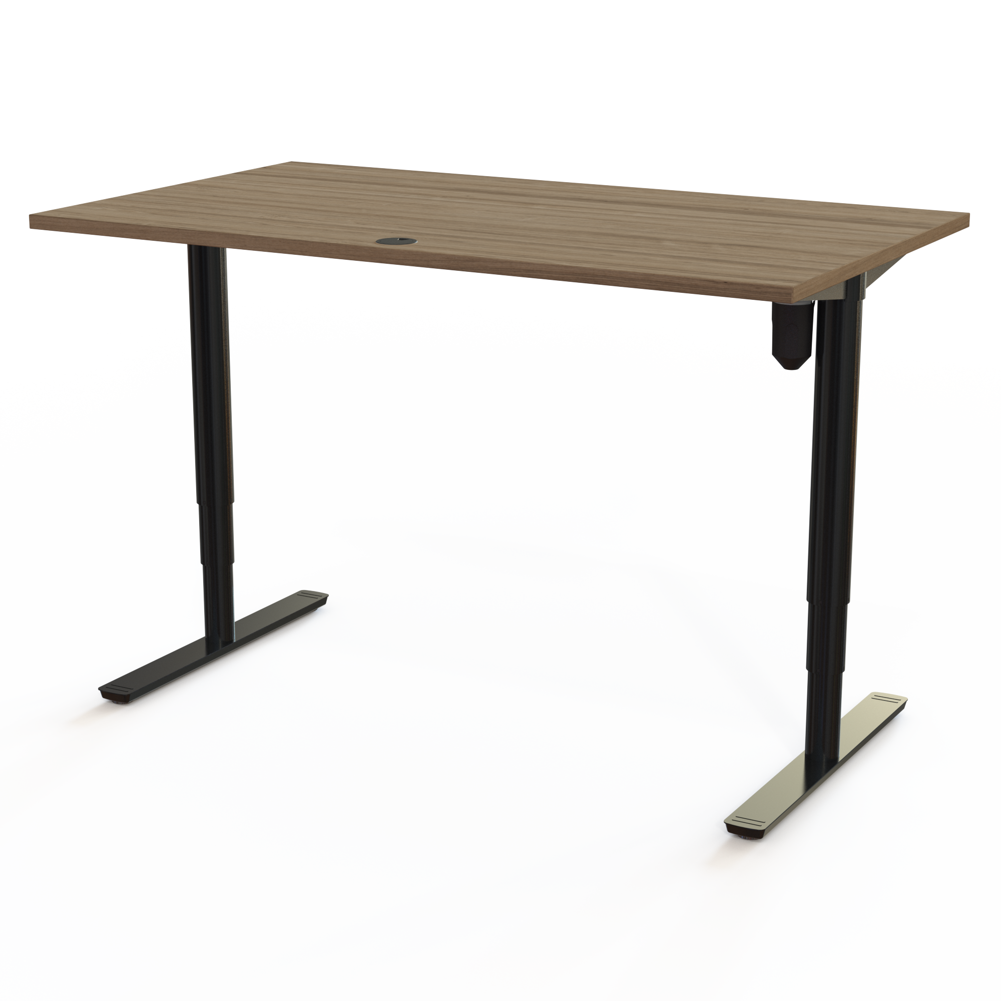 Hæve-/sænkebord | 140x80 cm | Valnød med sort stel