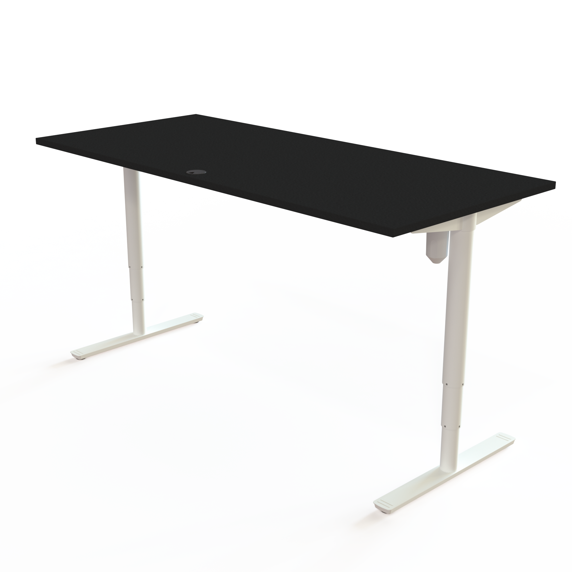 Hæve-/sænkebord | 180x80 cm | Sort  med hvidt stel