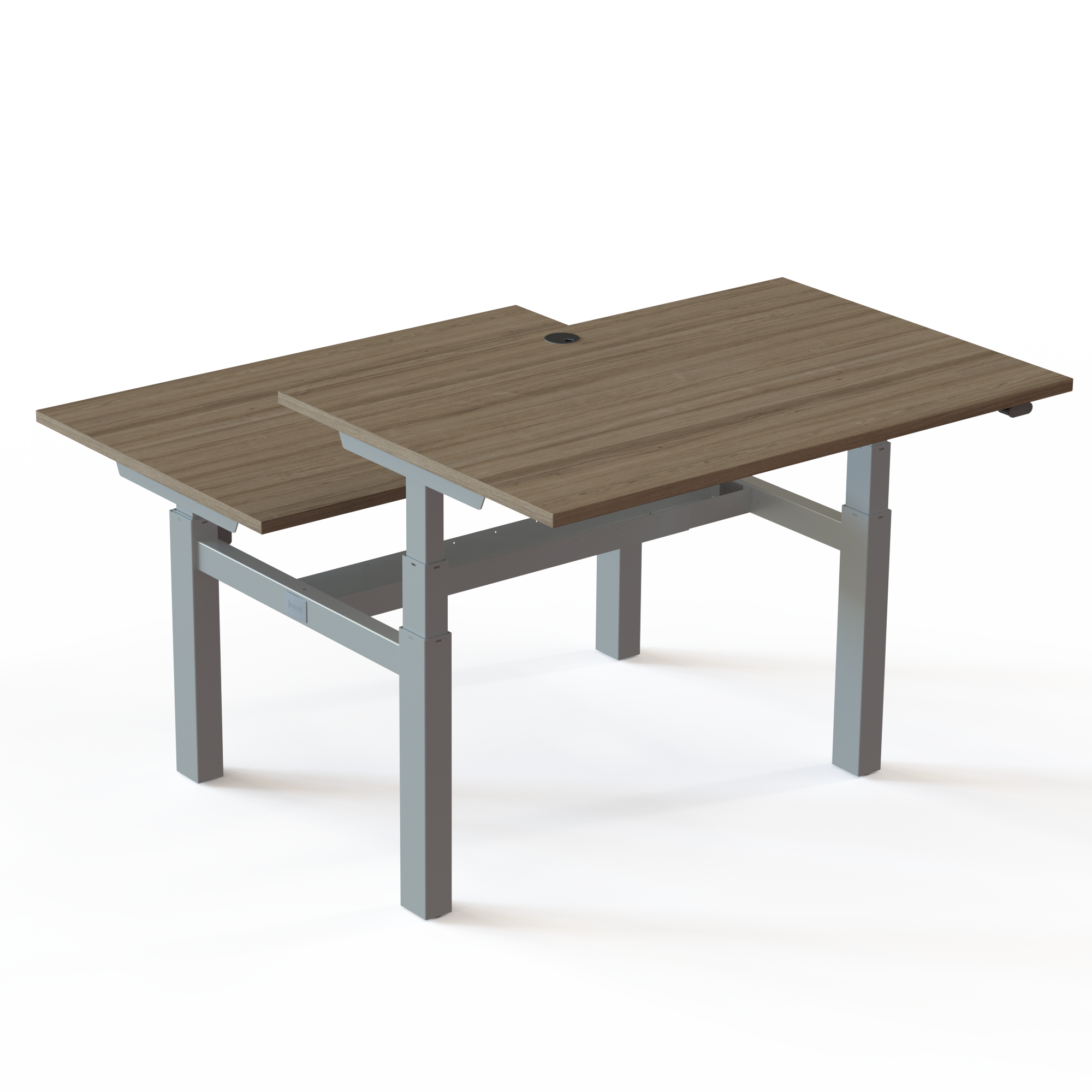 Hæve-/sænkebord | 120x80 cm | Valnød med sølv stel