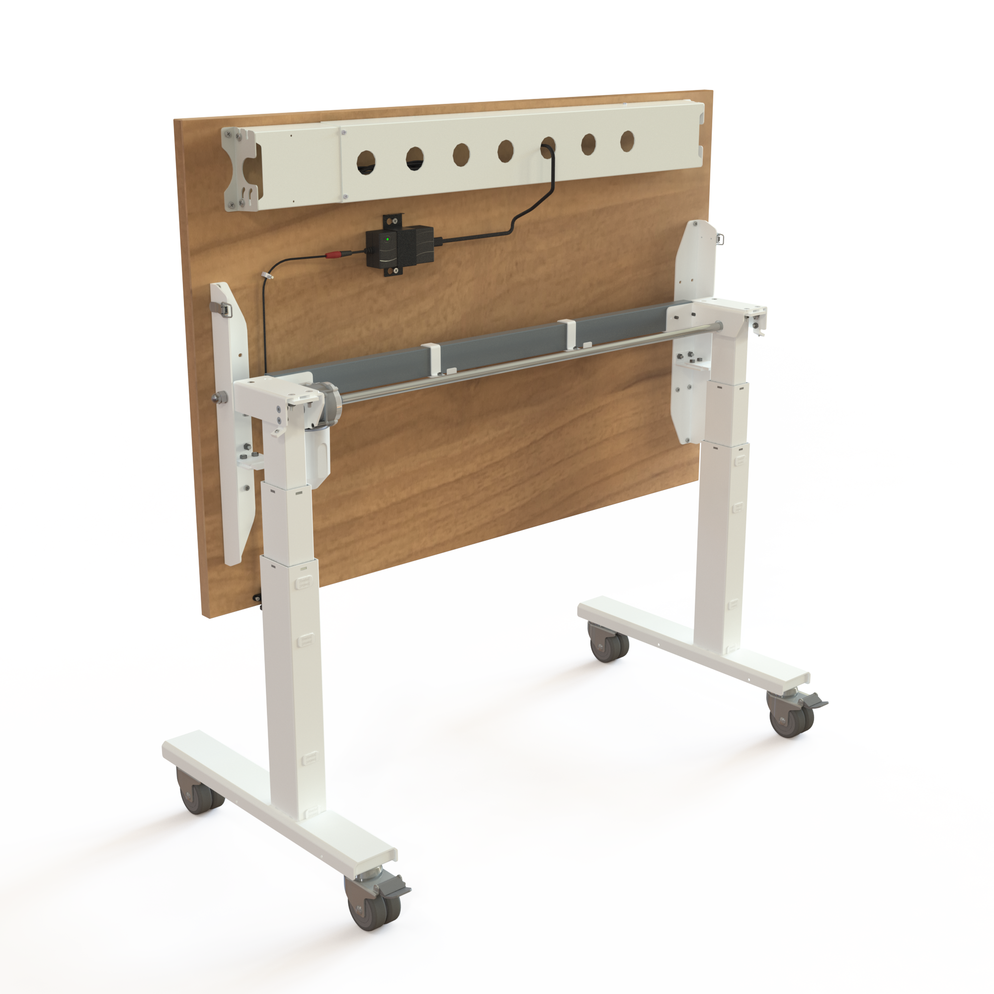 Hæve-/sænkebord | 120x80 cm | Valnød med hvidt stel