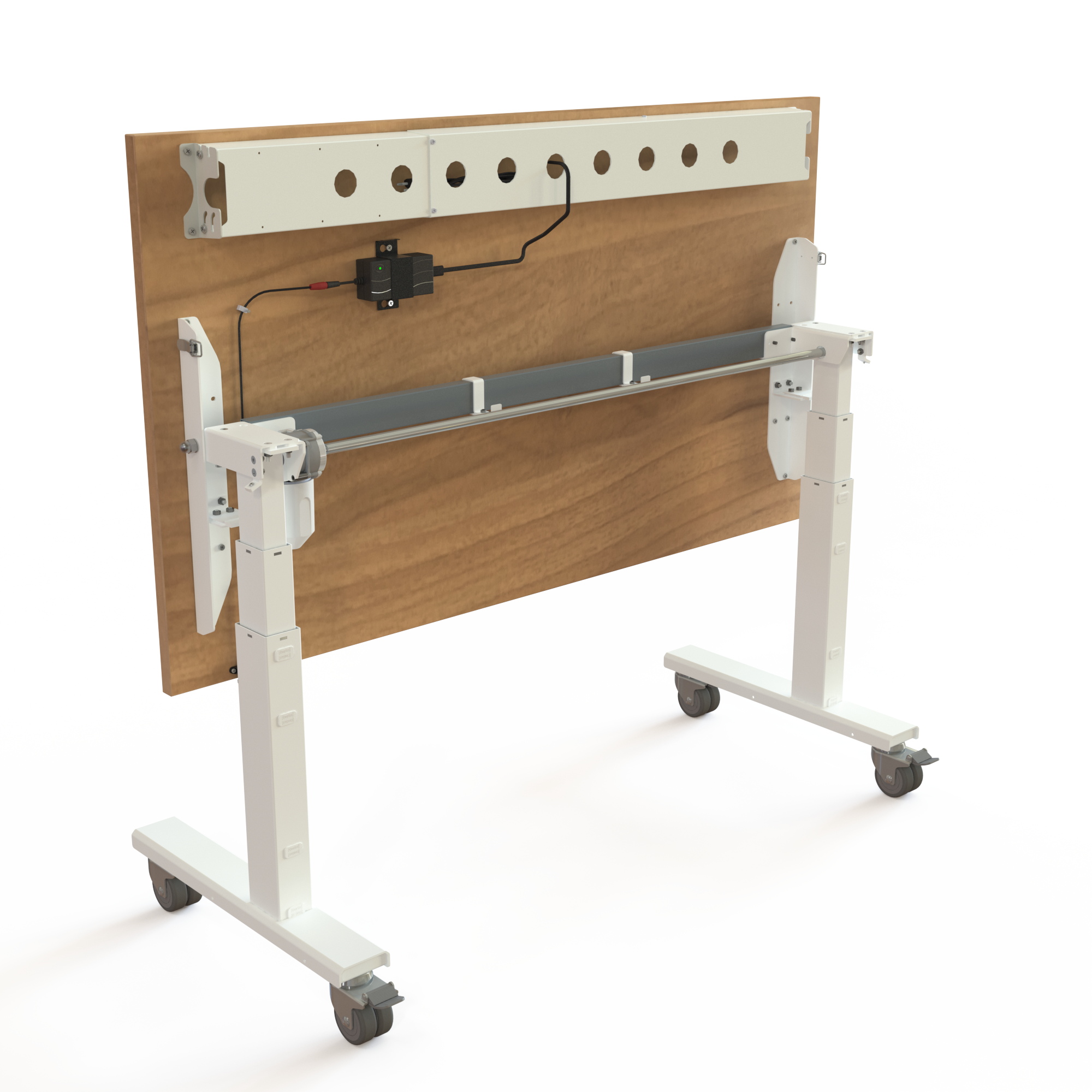 Hæve-/sænkebord | 140x80 cm | Valnød med hvidt stel