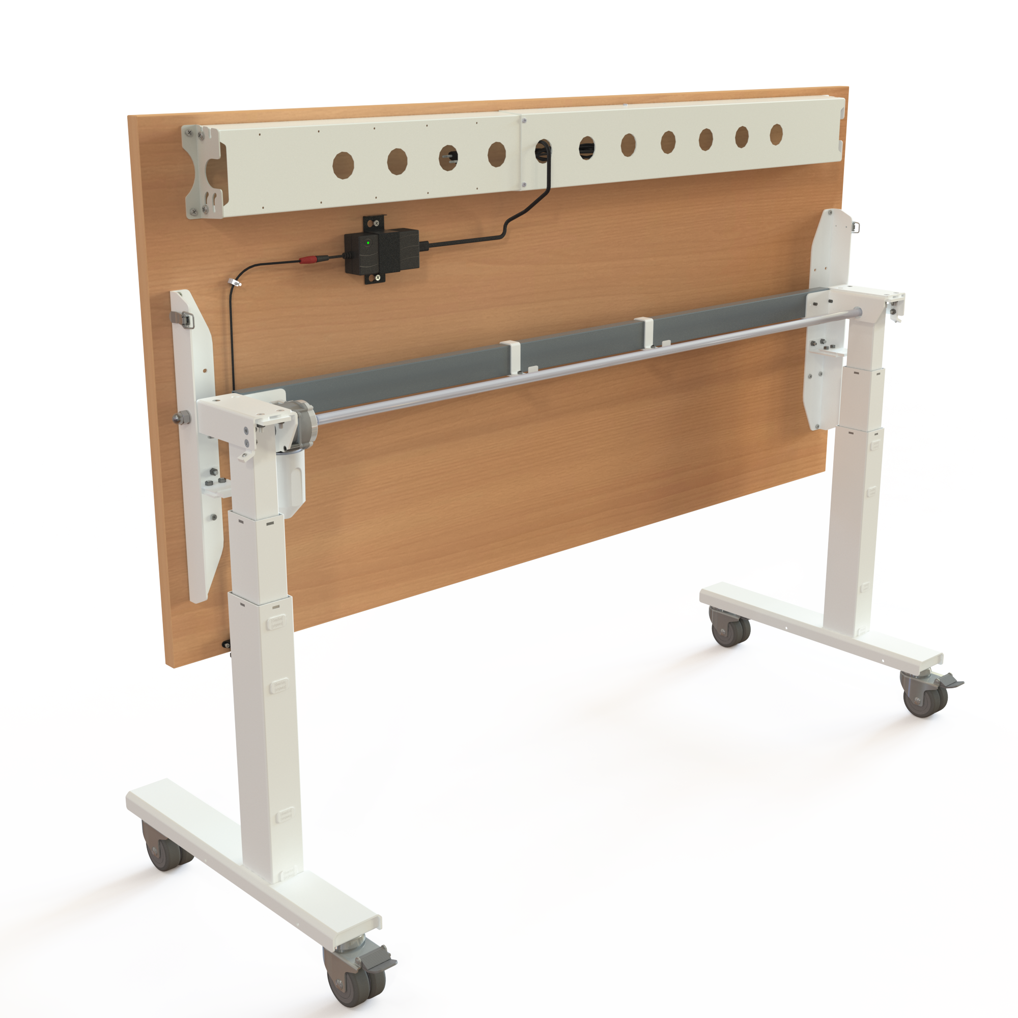 Hæve-/sænkebord | 160x80 cm | Bøg med hvidt stel