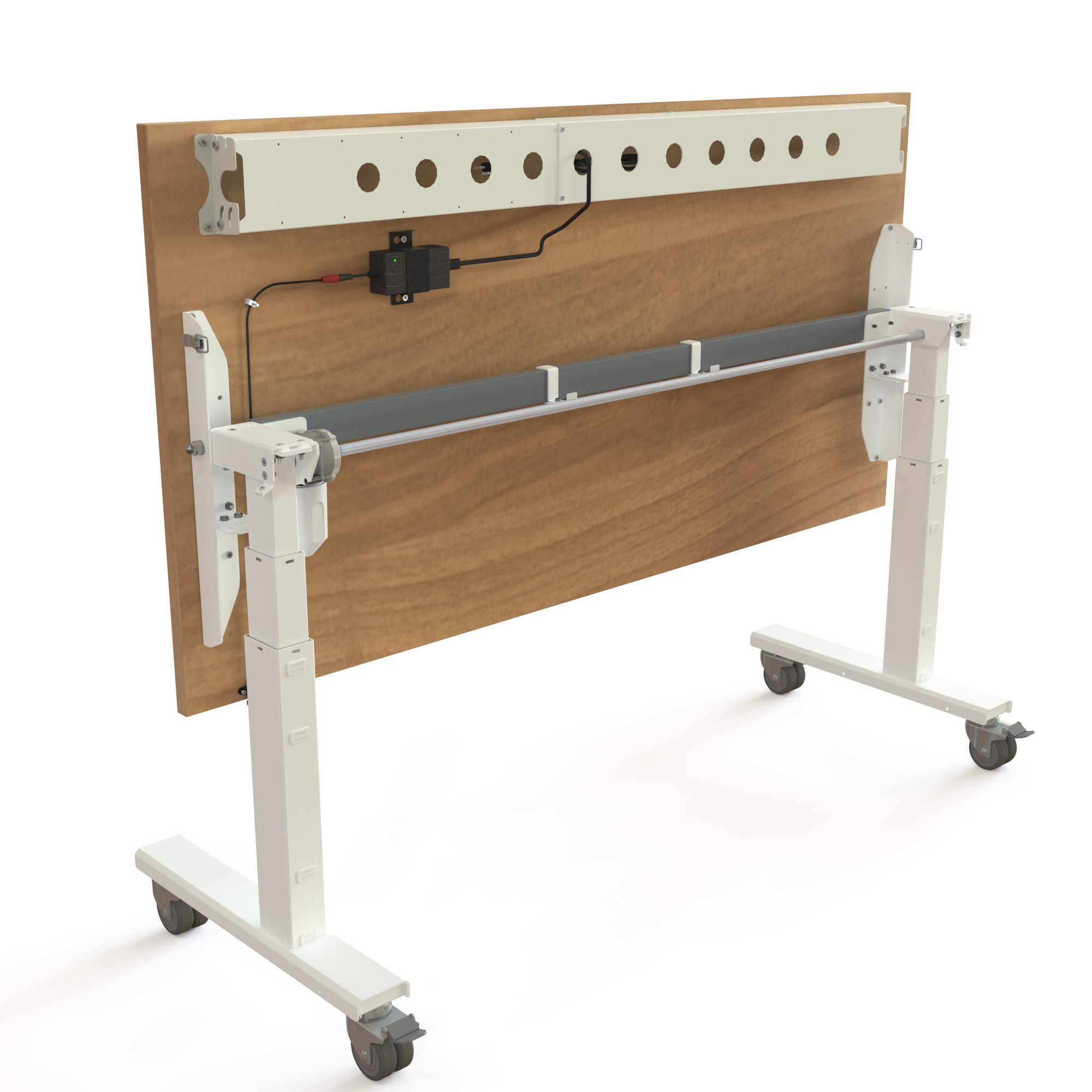 Hæve-/sænkebord | 160x80 cm | Valnød med hvidt stel