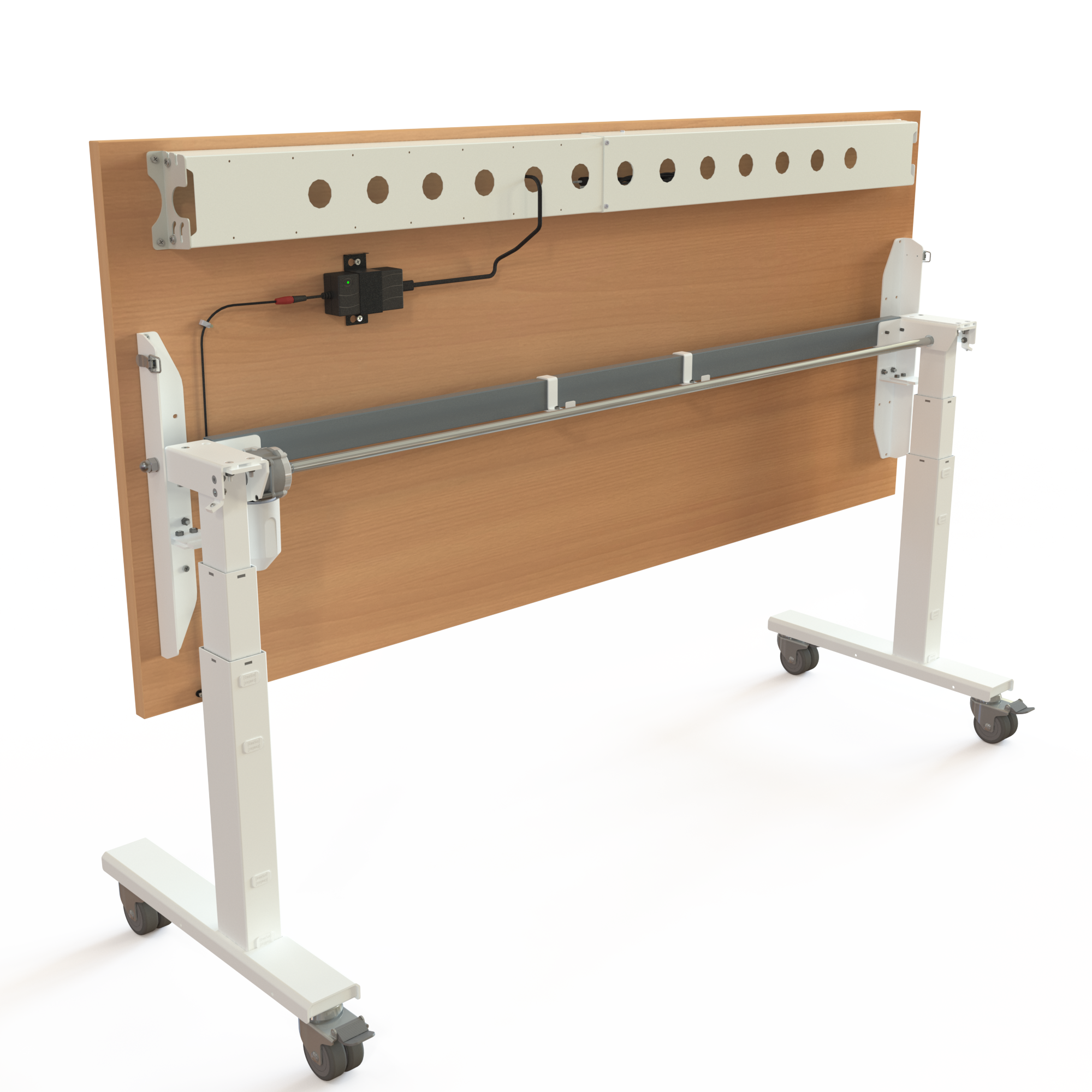 Hæve-/sænkebord | 180x80 cm | Bøg med hvidt stel