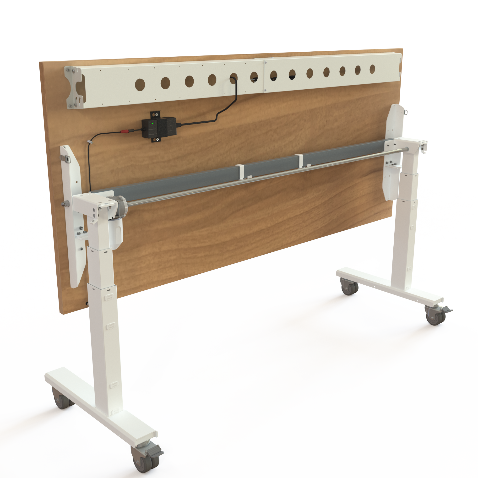 Hæve-/sænkebord | 180x80 cm | Valnød med hvidt stel