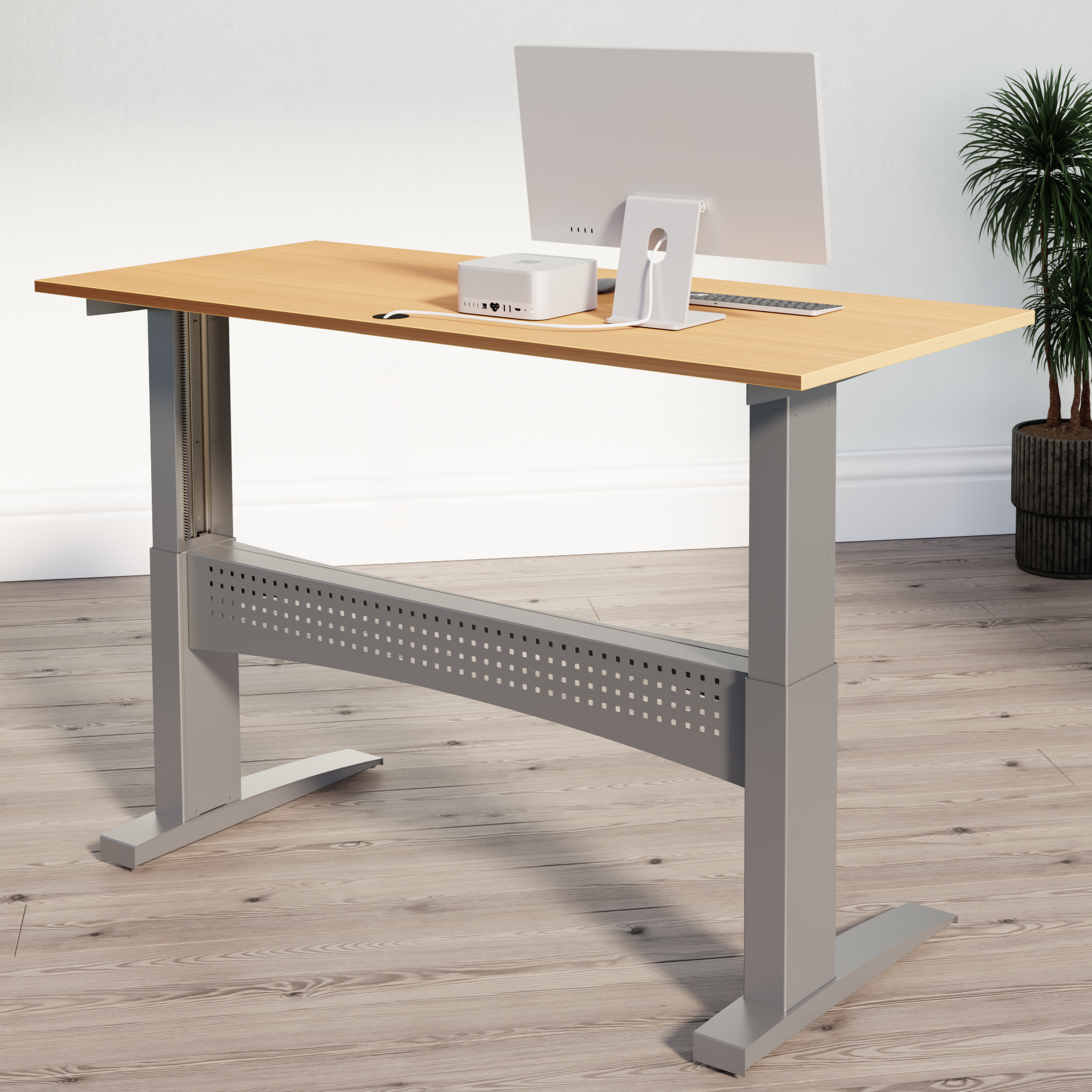 Hæve-/sænkebord | 180x80 cm | Bøg med sølv stel