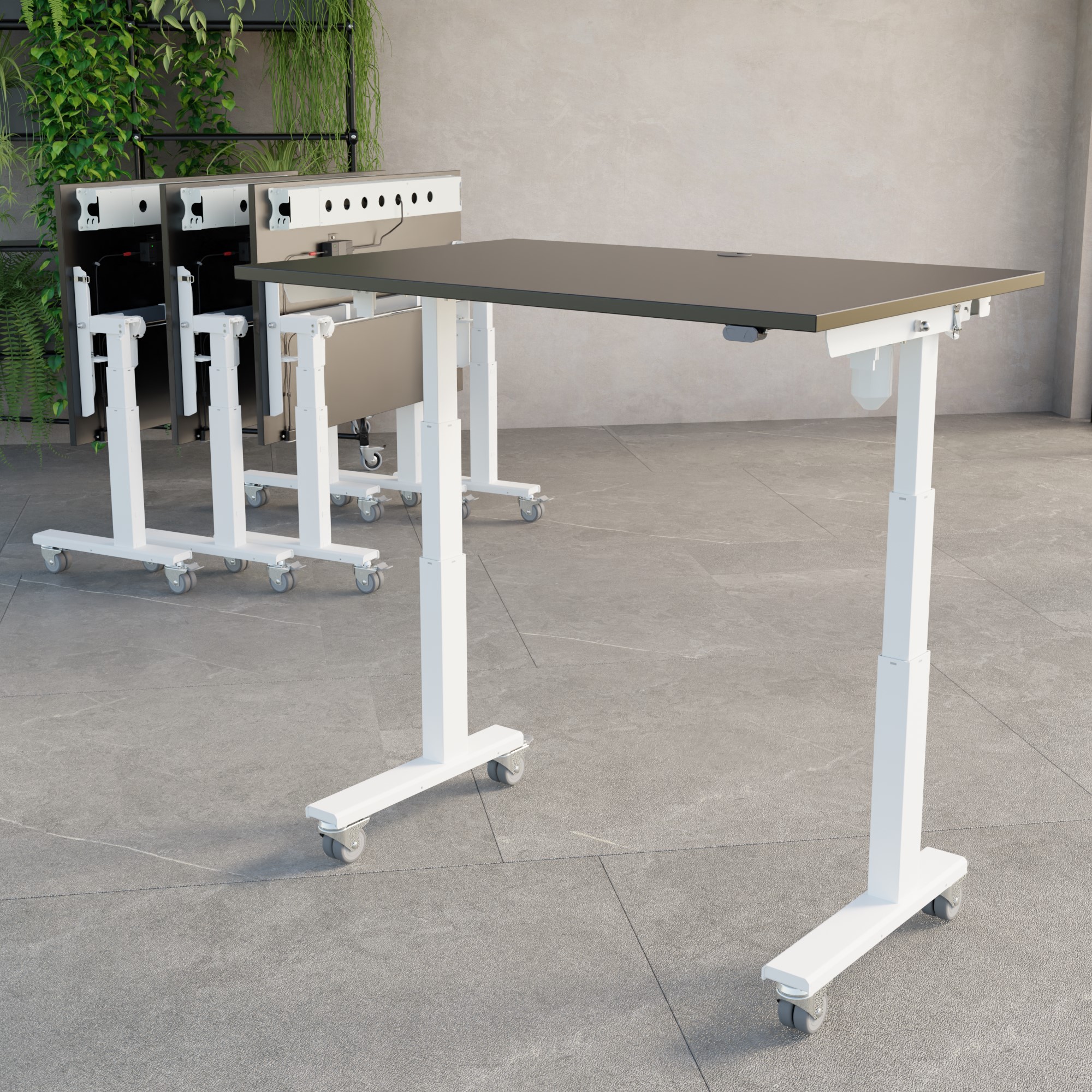 Hæve-/sænkebord | 160x80 cm | Sort  med hvidt stel