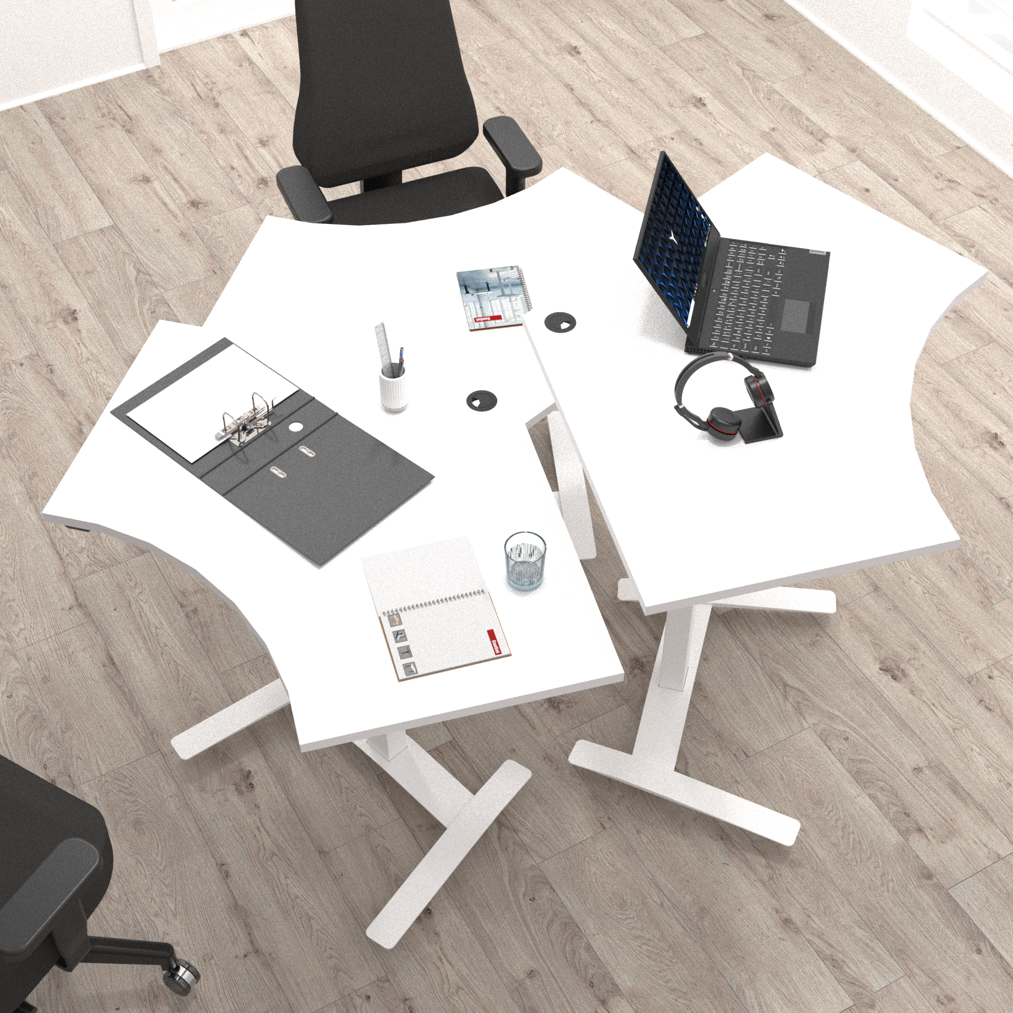 Hæve-/sænkebord | 138x92 cm | Hvid med hvidt stel